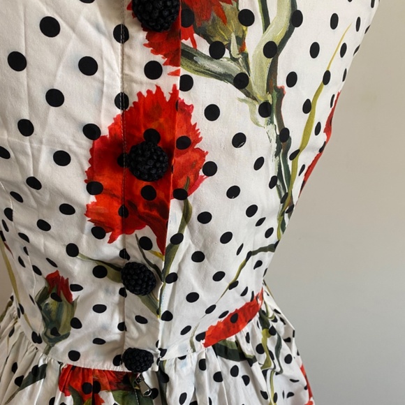 Dolce and Gabbana AUTHENTIC Designer Cotton Floral and Polka Dot Dress Luxury - Picture 3 of 8
